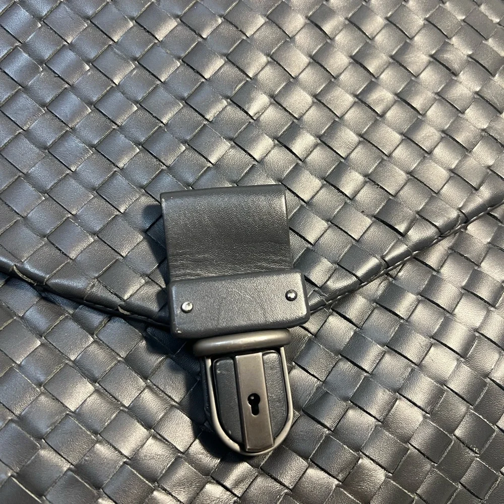Bottega Veneta Briefcase Intrecciato Envelope Dark Gray leather business bag